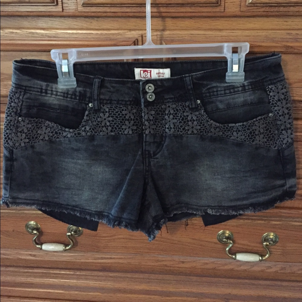 Black low rise jean shorts